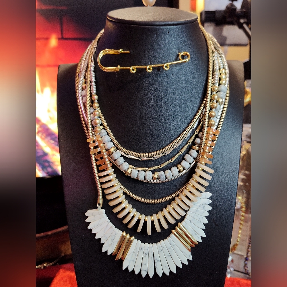 Vintage Stella & Dot "Ezra"  Multi-layered Convertible Necklace